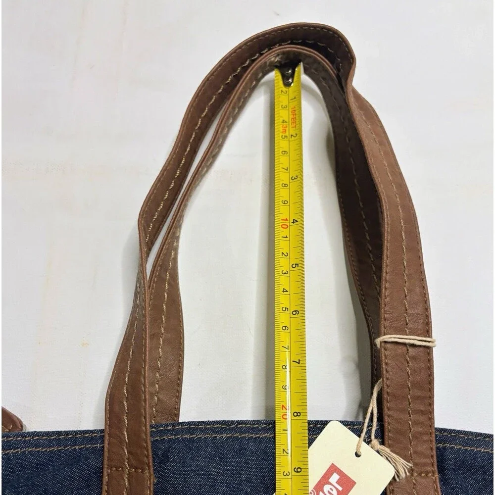 NWT Levi's Denim Tote Purse Navy Blue Indigo Jean Shoulder Farmers Market Bag 90